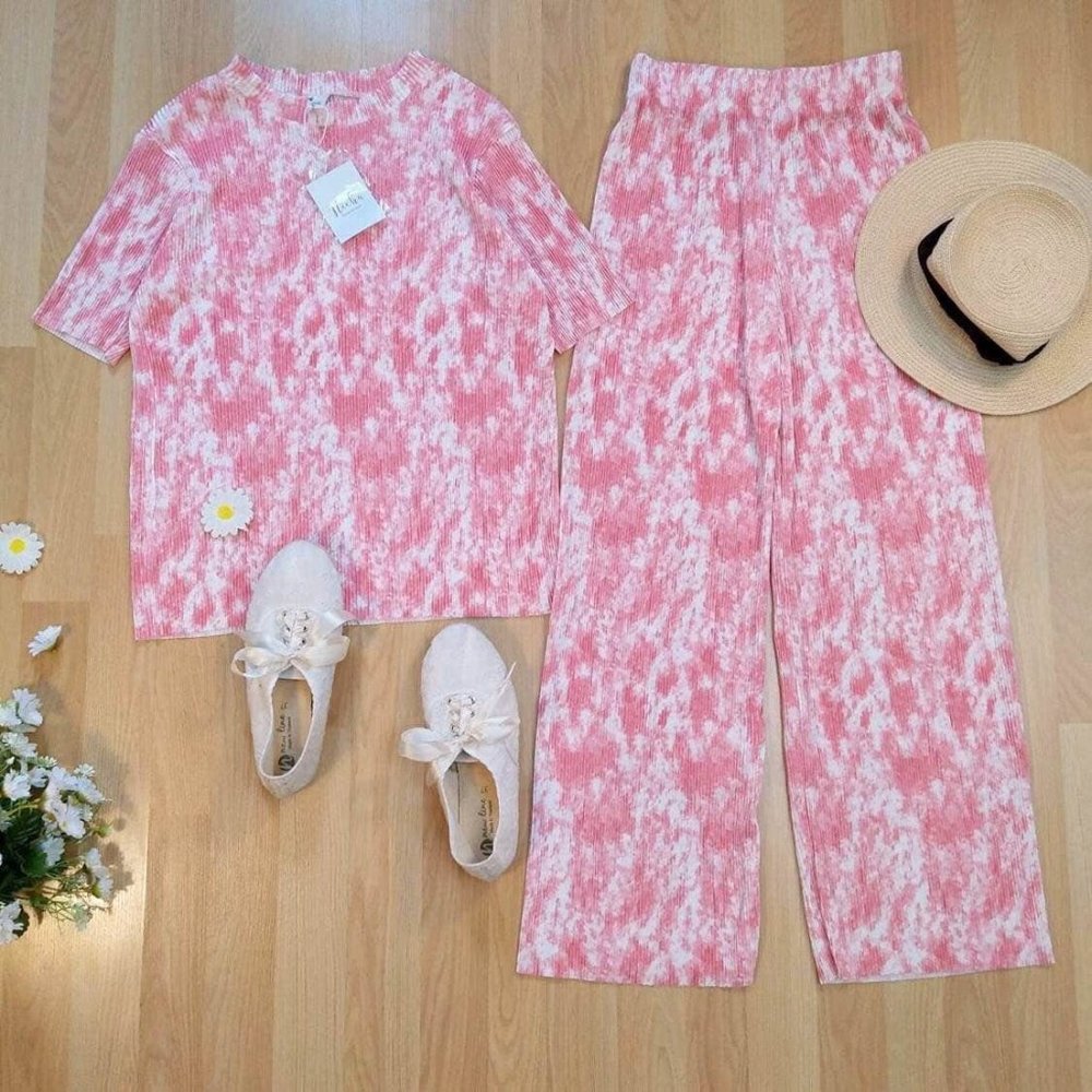 (AA5) NEW - Summery Pink Blouse with Pants